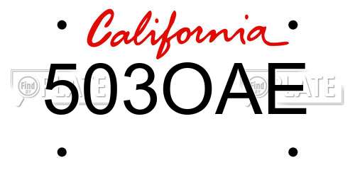 503OAE California License Plate