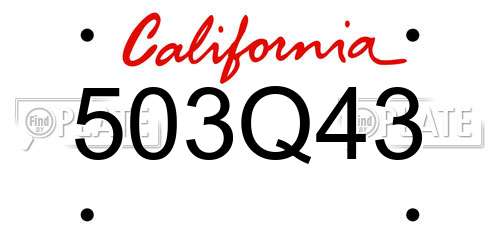 503Q43 California License Plate