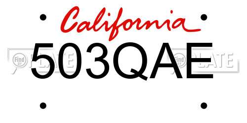 503QAE California License Plate