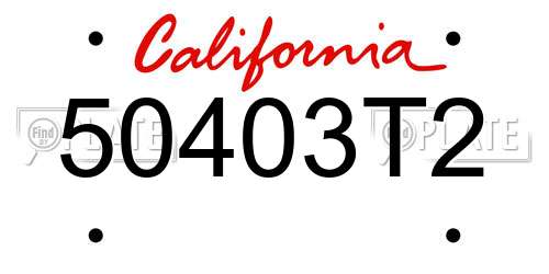 50403T2 California License Plate