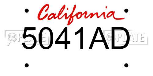 5041AD California License Plate