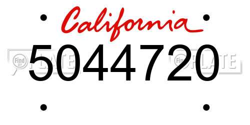 5044720 California License Plate