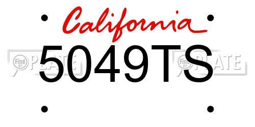 5049TS California License Plate
