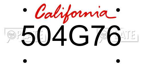 504G76 California License Plate