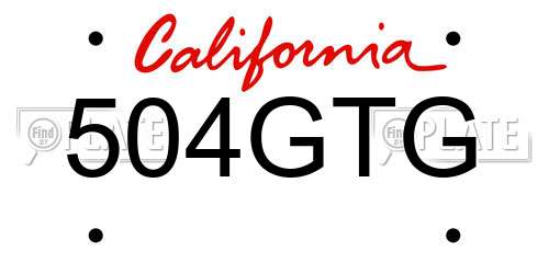 504GTG California License Plate