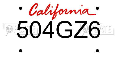 504GZ6 California License Plate