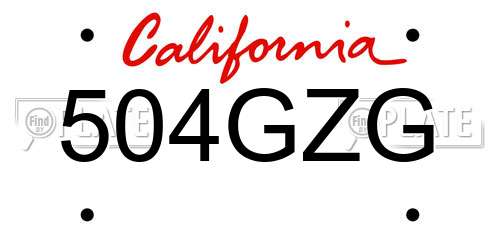 504GZG California License Plate