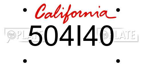 504I40 California License Plate