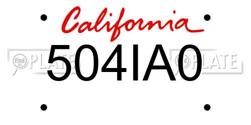 504IA0 California License Plate