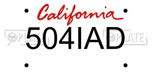 504IAD California License Plate