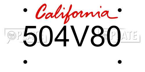 504V80 California License Plate
