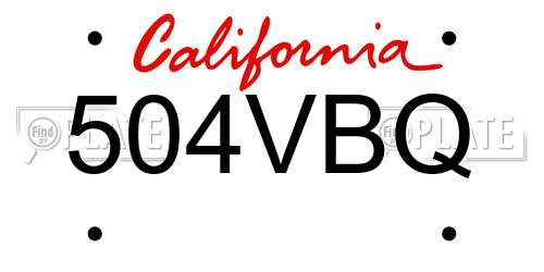 504VBQ California License Plate
