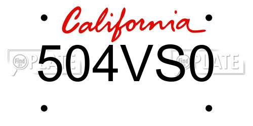 504VS0 California License Plate