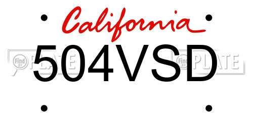 504VSD California License Plate