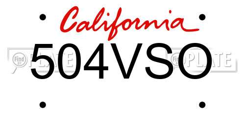 504VSO California License Plate