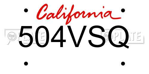 504VSQ California License Plate