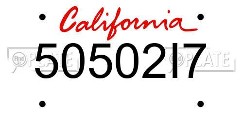50502I7 California License Plate