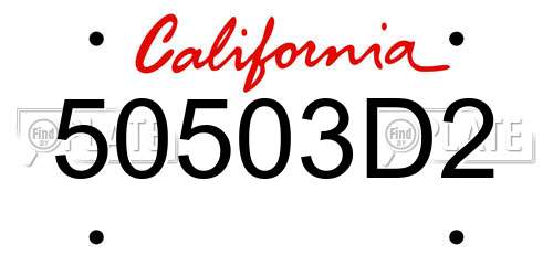 50503D2 California License Plate