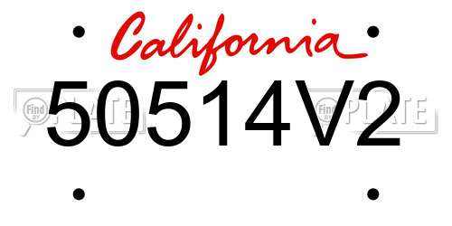 50514V2 California License Plate