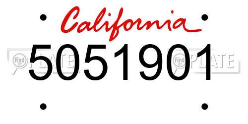 5051901 California License Plate