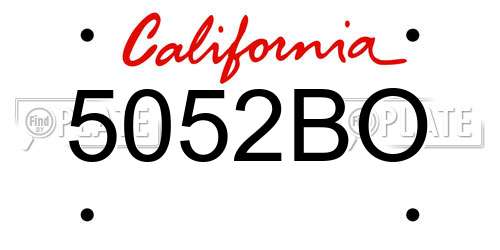 5052BO California License Plate
