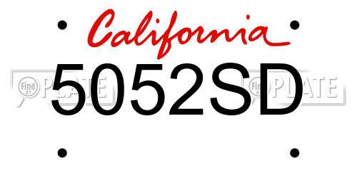 5052SD California License Plate