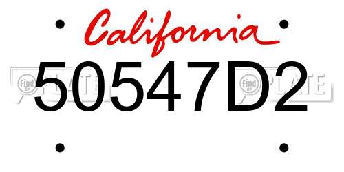 50547D2 California License Plate