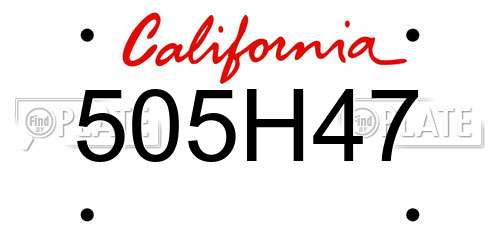 505H47 California License Plate