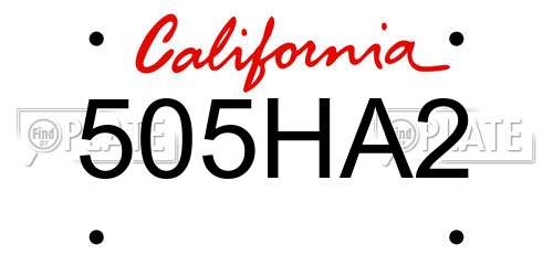 505HA2 California License Plate