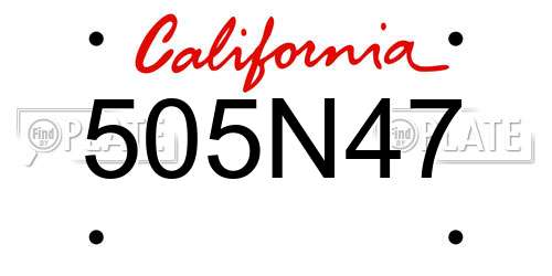 505N47 California License Plate