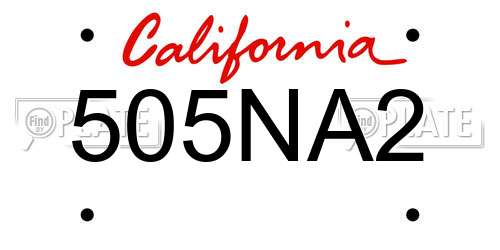 505NA2 California License Plate