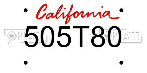 505T80 California License Plate