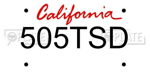 505TSD California License Plate