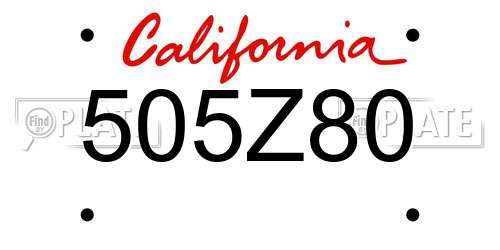 505Z80 California License Plate
