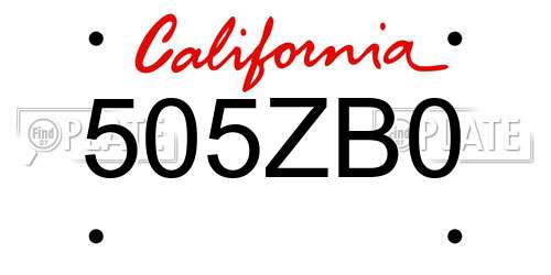 505ZB0 California License Plate