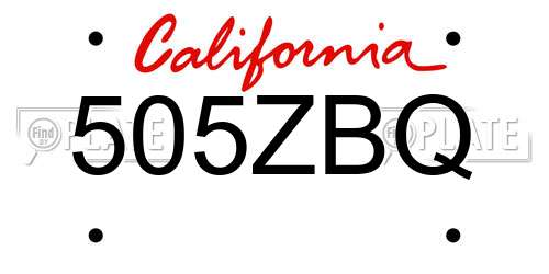 505ZBQ California License Plate