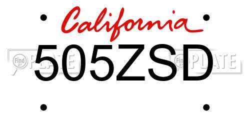 505ZSD California License Plate