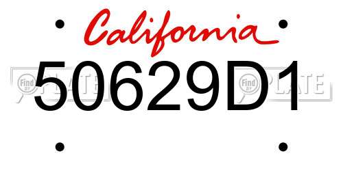 50629D1 California License Plate
