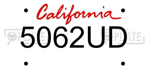 5062UD California License Plate