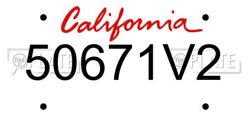 50671V2 California License Plate