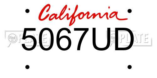 5067UD California License Plate