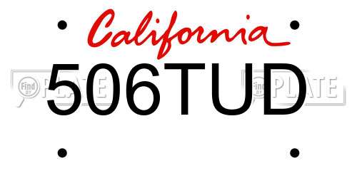 506TUD California License Plate