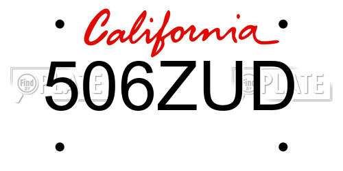 506ZUD California License Plate