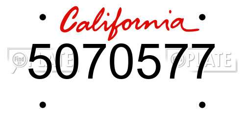 5070577 California License Plate