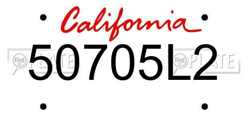 50705L2 California License Plate