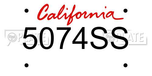 5074SS California License Plate