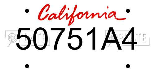 50751A4 California License Plate