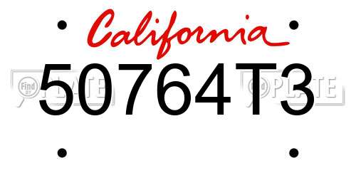 50764T3 California License Plate
