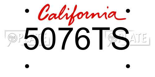5076TS California License Plate
