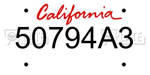 50794A3 California License Plate
